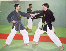 Entraînement à deux avec des Saï - tridents métalliques