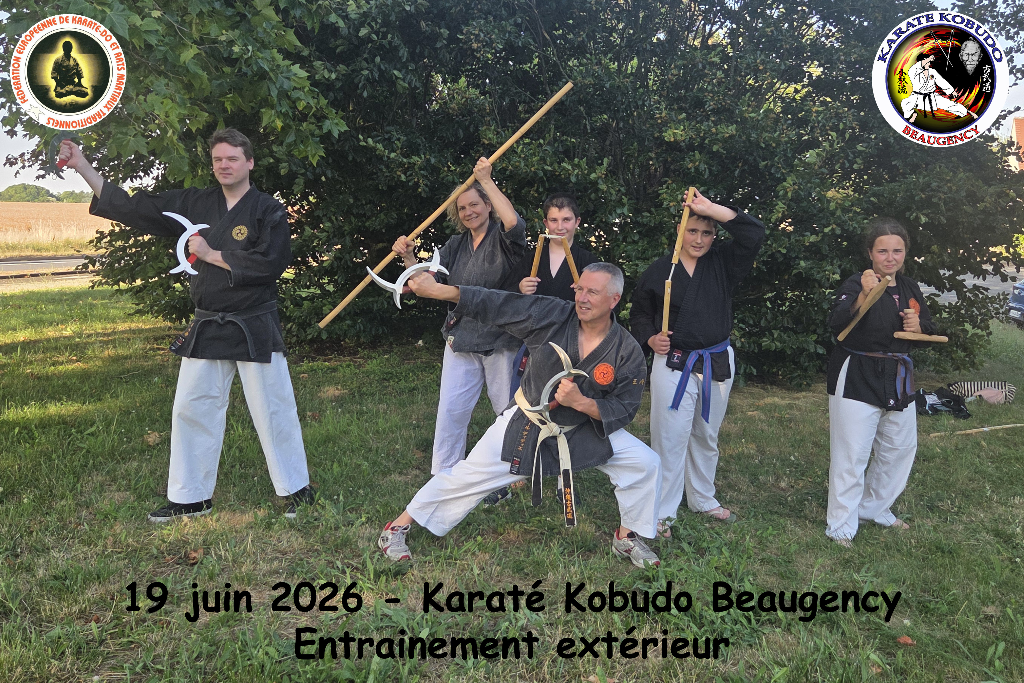 Entraînement Kobudo en extérieur du KKB - canicule juin 2026